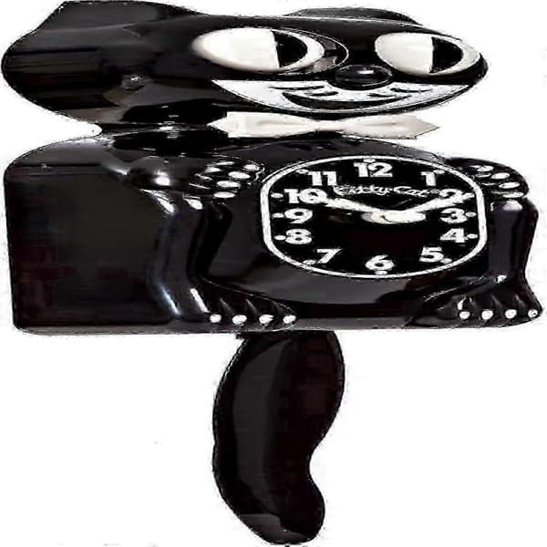 Classic Black Little Clock 12.75 Inch with Rolling Eyes and Wagging Tail Made in USA 26-27