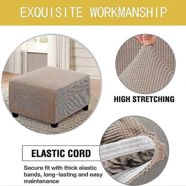 Ottoman Cover, Jacquard Rectangular Stool Covers, Soft Elastic Bottom Non-Slip Gift