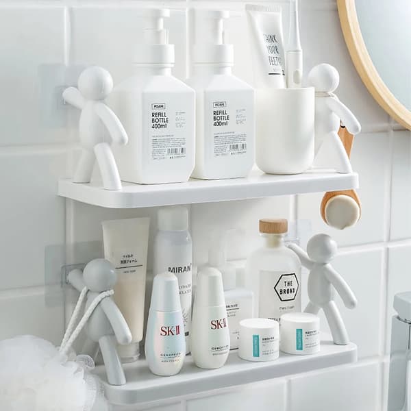 Wall-mounted bathroom shelf Partition Storage Rack gray gray 33*13.5*14.5cm