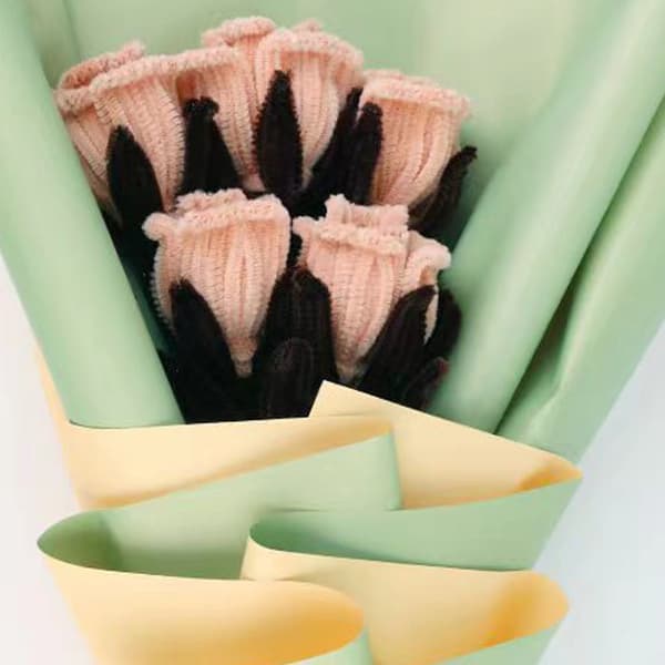 Fargerike, utsøkte, vakre, bøybare, holdbare piperensere, håndverk, DIY, håndlagde leker, rose