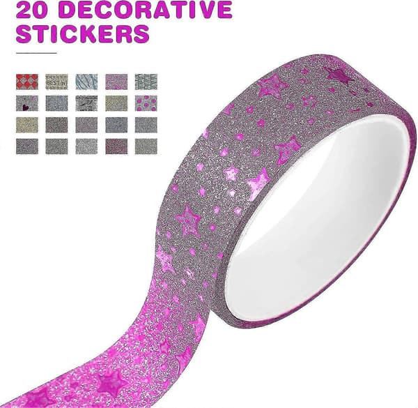 20 rullaa glitter-washi-teippiä, värillinen db