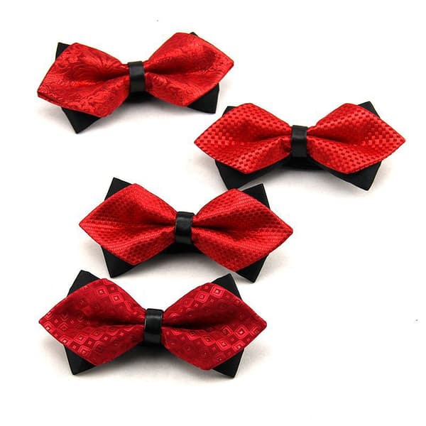 Men's retro style bow tie with elegant diamond tip, hook knot and adjustable