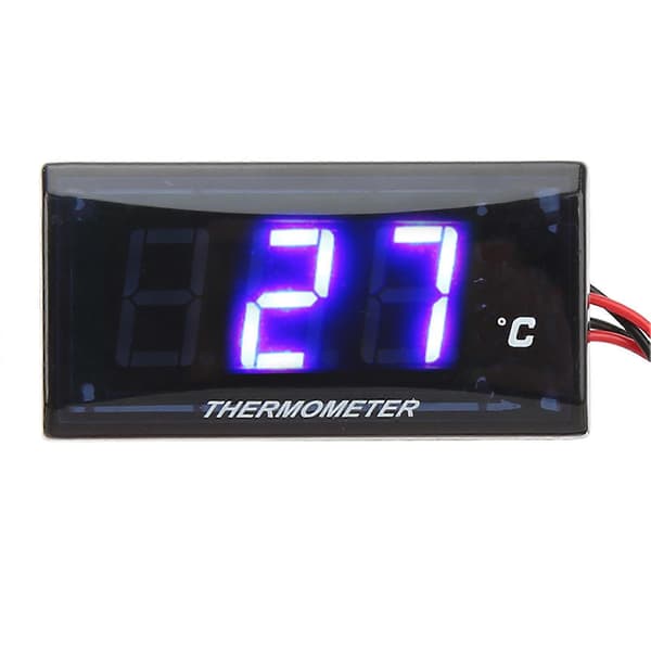 Motorcykel Digital Vandtemperaturmåler Ultratynd DC 12V LCD Med 22mm Sensoradapter til De Fleste Motorcykler Blå