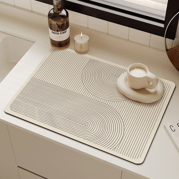 Off-White teknisk tekstil tørremåtte 40cm x 50cm varmebestandig absorberende skridsikker bordmåtte til kaffemaskine og vask