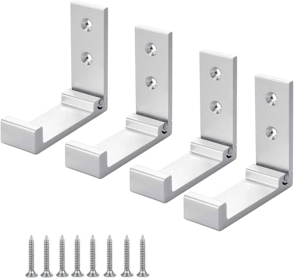 4 stk. (Sølv) Veggmontert krok i aluminiumslegering 90° Sammenleggbar C