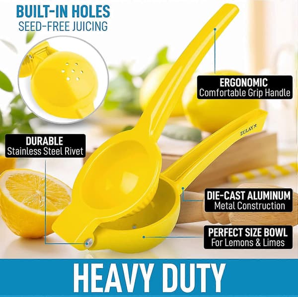 High-Quality Metal Lemon Squeezer, Citrus Juicer, Manual Press for Maximum Juice Extraction