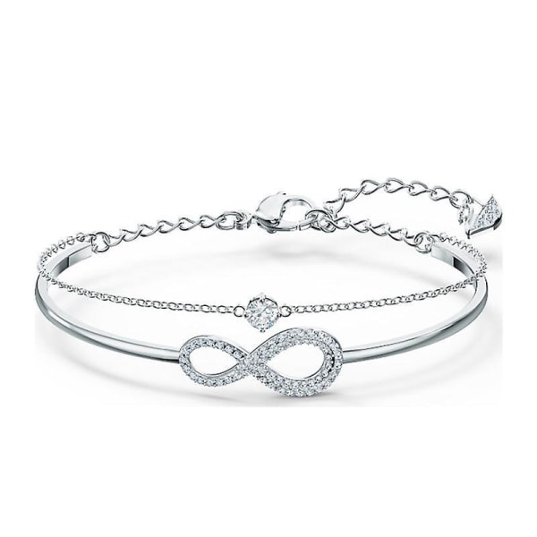 Infinity Twist Smykkesamling, Armbånd Halskæder, Rhodium Rosenguld Tone Finish, Klar Krystaller