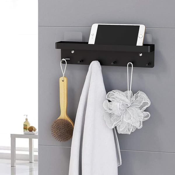 Key Holder Wall Mount - Self-Adhesive Key Holder Wall Mount - Key Box - Key Holder - With Mailbox - With 6 Key Hooks - Black
