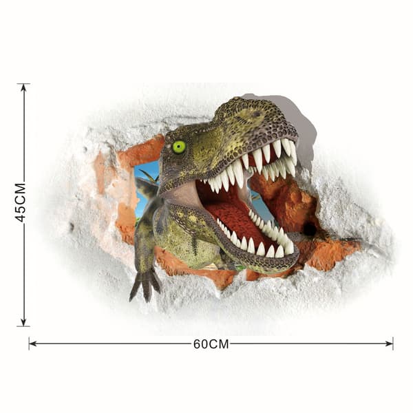 3D Broken Wall Dinosaur Wall Decal Bedroom Living Room Self-Adhesive