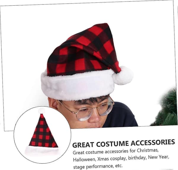 Jul Cosplay Hatt för Vuxna Festlig Party Tomtehatt Gyllene Sammet CJY