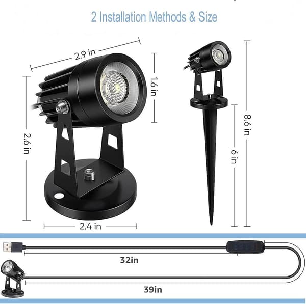2 stk. LED-spotlights indendørs til planter, 3 farver accentbelysning dæmpbare uplights spotlightlampe med lysdæmper [DB] 2 stk. 2Pcs