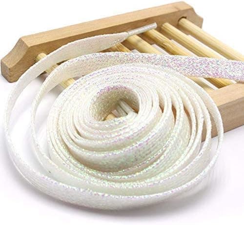 Colorful Metallic Glitter Flat Sole Shoelace (White), 115 cm long, s