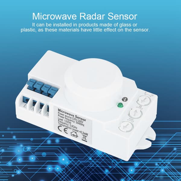 5.8GHz Mikrobølgeradarsensor Kropsbevægelse Automatisk Detektor Lysafbryder AC 220V-240V