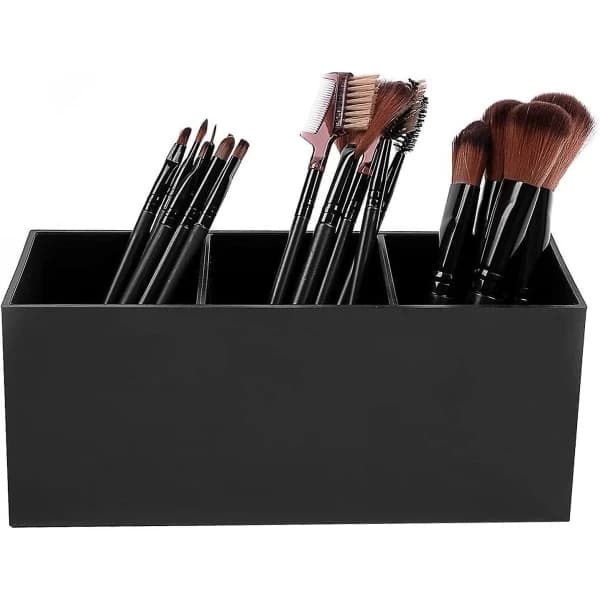 Makeupbørsteholder Organizer - 3-rums Akryl Kosmetikbørste Opbevaring