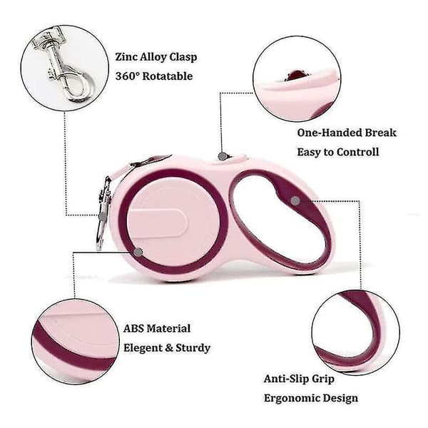 Dog Leashes for Small and Medium Dogs, Durable Nylon, Retractable Dog Leash, Leash (Burgundy)