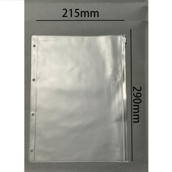 A4 Removable 4-Hole Zipper Pockets 10-Pack, Transparent PP Loose-Leaf Pockets for Planner Binders and Card Storage