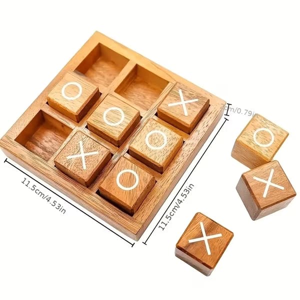 Wooden Tic-Tac-Toe Game - Educational Two-Player Tabletop Game for Kids; Interactive Toy for Parent-Child Bonding and Logical Thinking