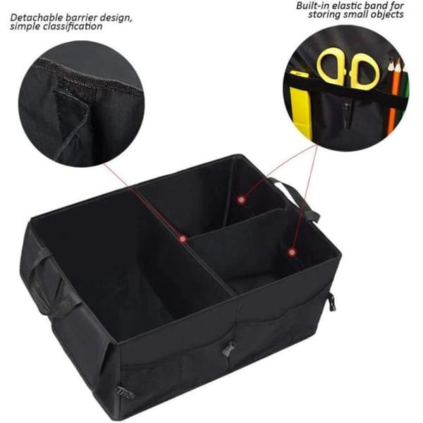 Car Organizer for Trunk, Foldable Storage Bag with Adjustable Portable Storage Box and Car Holder, Waterproof