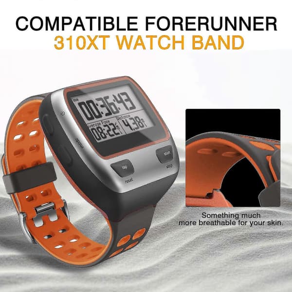 Forerunner 310xt -ranneke Forerunner 310xt -vaihdettava hengittävä urheilukellon ranneke -Sy harmaa Forerunner310XT grey Forerunner310XT