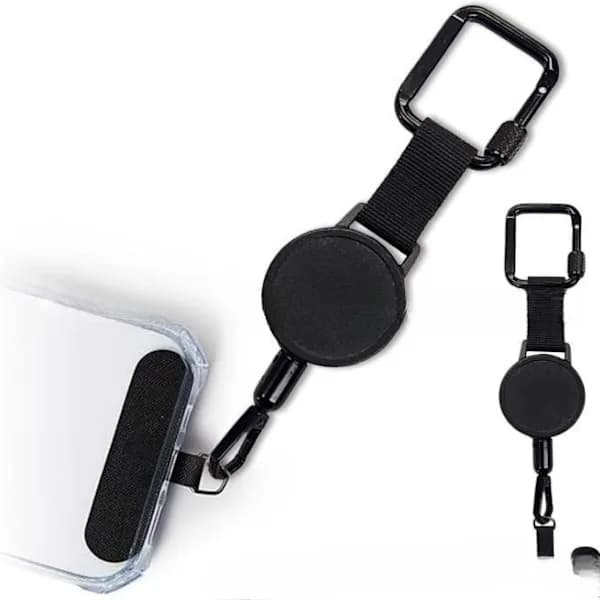 2-pack infällbar stöldskyddstelefonhållare, telefonrem, säkerhetslina för smartphone, bältesklämma