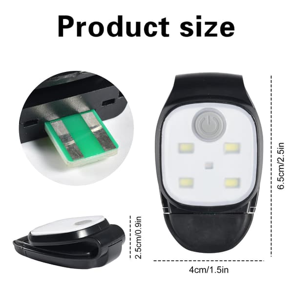 Klemme-løpelys, utendørs nattlys USB oppladbart LED reflekterende lys, sikkerhets-LED-hodelykt for nattløping, jogging, camping, fotturer