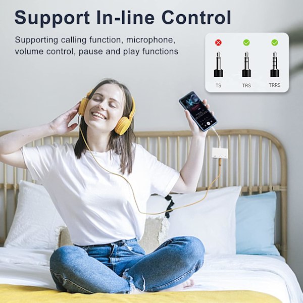 USB C-adapter 3,5 mm-kontakt med hurtiglading OTG-adapter, Type C til Aux-splitter hodetelefoner lyd (hvit)