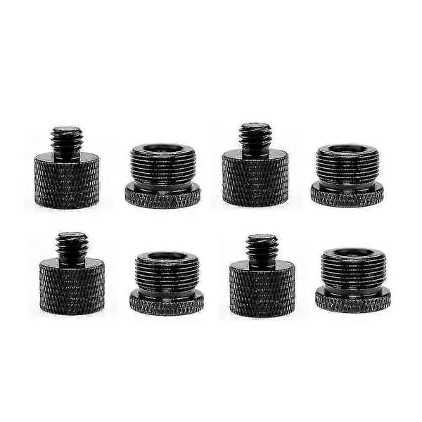 8 stk Mikrofon Gjengeadapter 5/8 Adaptermutter 1/4 til 3/8 Mikrofontilbehør - Svart