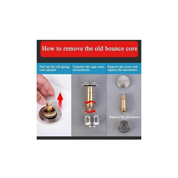 CRUEL Sink Pop Up Spring Bolt Brass Spring Plug Brass Fits Most Sink Bathtub Basin Drain Plug Internal Spring Bolt 3-Pack