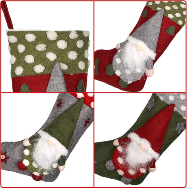 *3 st 3D Julstrumpor med Jultomte för Upphängning*