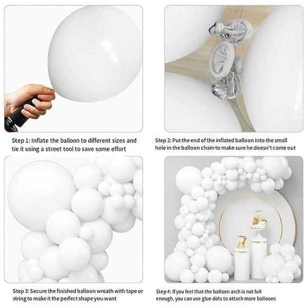 White Balloon Arch Kit White Latex Balloon Garland Accessories