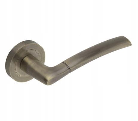 Interior door handle, split plate, round, antique brass