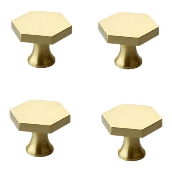 Set of 4 Brass Knobs for Cabinets, Dresser Knobs for Dresser Drawers and Pull Knobs and Pulls, with Screws