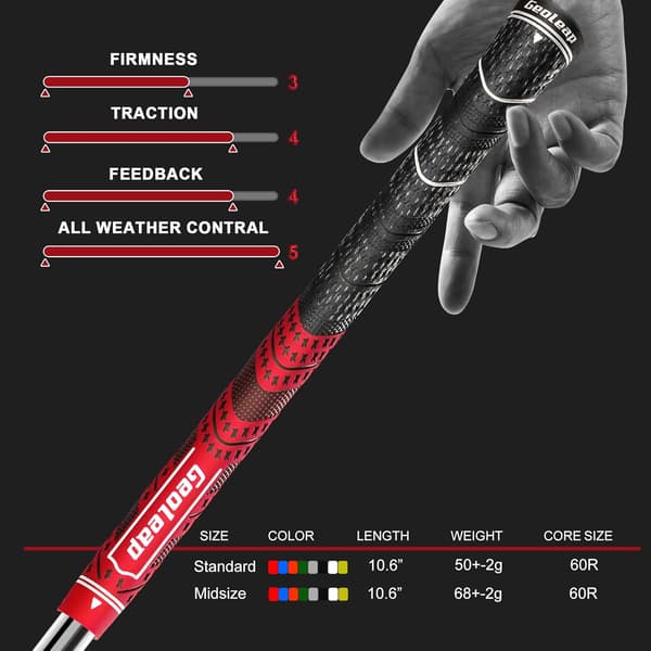 Golfgreb Sæt med 13 - Cord Rubber Compound Materiale, Hybrid Golfkølle Greb, All Weather Performance.