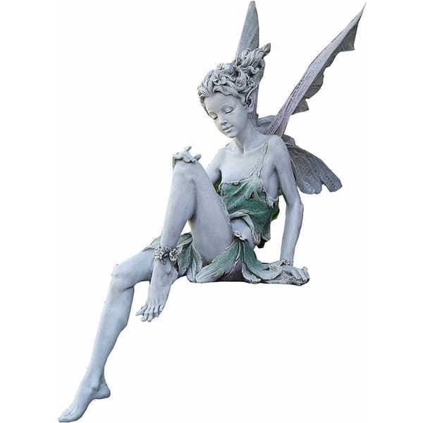 Havefe siddende figur 22cm, fe-statue til udendørs dekoration