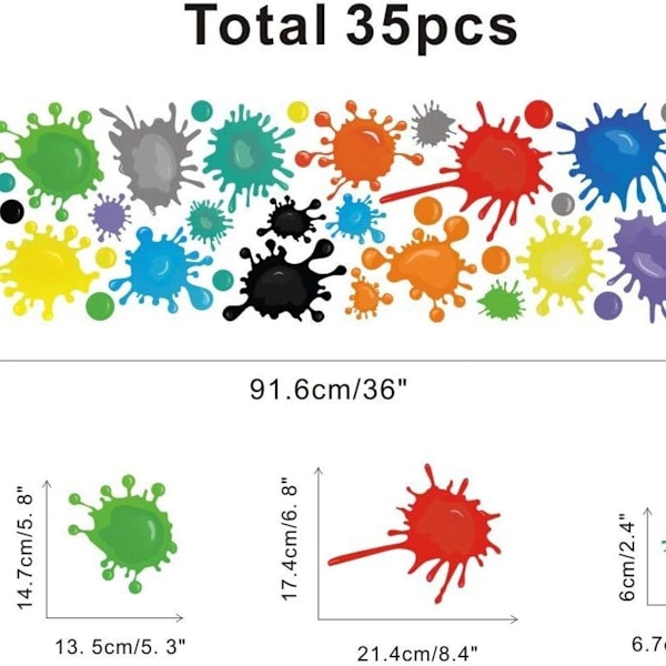 Väggdekaler med mångfärgade färger, väggdekaler med stänk och fläckar för d