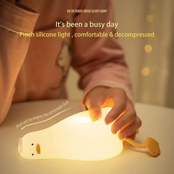 Lovely Lying Flat Duck Night Light LED Squishy Duck Lamp Cute Luminous Duck Silicone Dimmable Night Light Atmosphere Lamp