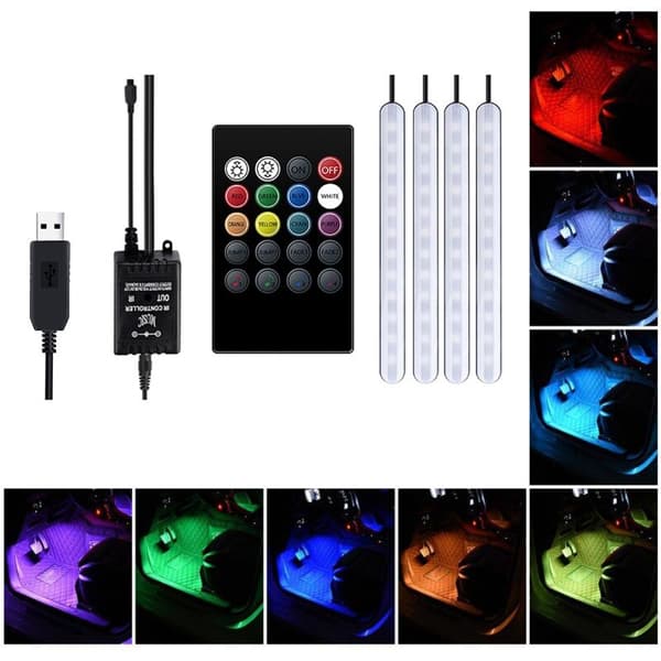 Car Atmospheric Light Footwell Remote Control Interior Decorative Ambient LED Strip Lamp (USB)