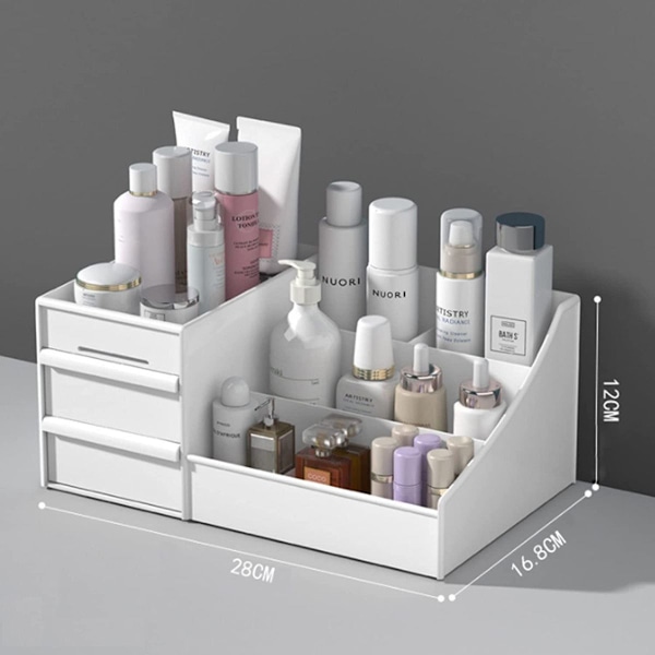 Sminkbord Organizer med 2 Lådor Multifunktionell Makeup Förvaringslåda