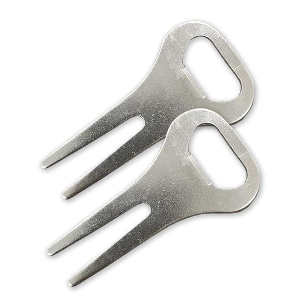 Metallinen golfhaarukka pullonavaajalla, 2 kpl golfkentälle, hopea 8 x 4 cm hopea Silver