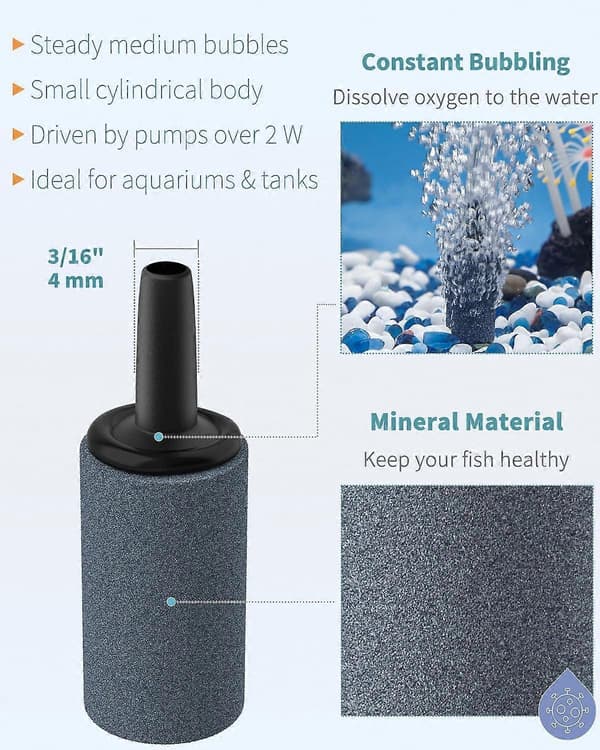 Akvarium Luftsten 1 Tomme, Luftsten Iltsten Boblediffusor til Nano Luftpumper Små Spande og Akvarier, 10-pak