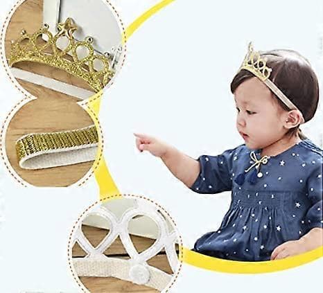Superelastisk hårbånd til babypiger, blødt hårbånd til spædbørn (guld/sølv)