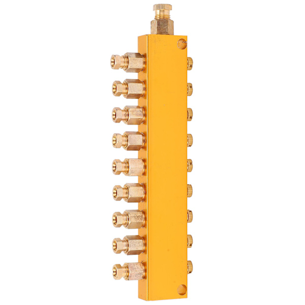 Oil Distributor Adjustable Brass Lubricating Piston Separator Divider Valve Lubrication System 1 in 9 Out