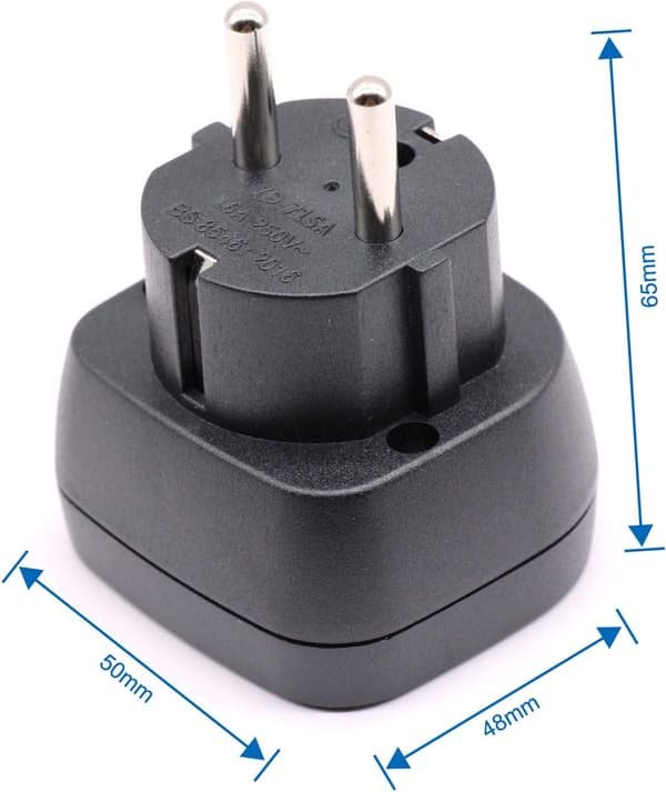 (3 stk., sort) UK til EU/DE/FR/IT/ES rejseadapter, elektronisk enhed 3-benet UK/HK/UAE til EU 2-benet hunadapter med sikkerhedsdæksel