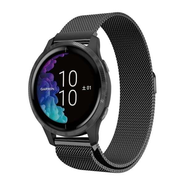 Rustfrit stål Milanese magnetrem til Garmin Venu 2/Venu SQ/Venu 2S Venu Venu Sort