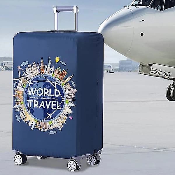 72-80cm Washable Scratch-Resistant Luggage Cover with World Landmarks