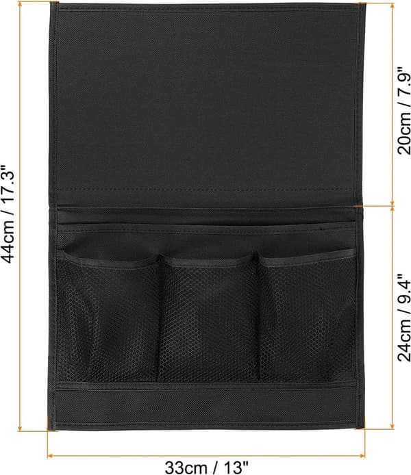 Hanging Bedside Organizer, 4 Pockets, for Remote Control, Phone, and Glasses