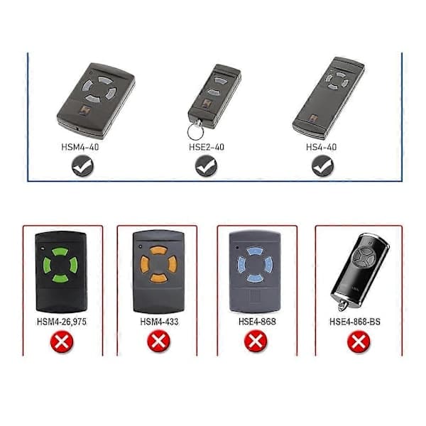 2-pack Garage Door Remote Control for HSE2-40, HS4-40, HSM4-40, Grey Buttons 40.685MHz Handheld Transmitter