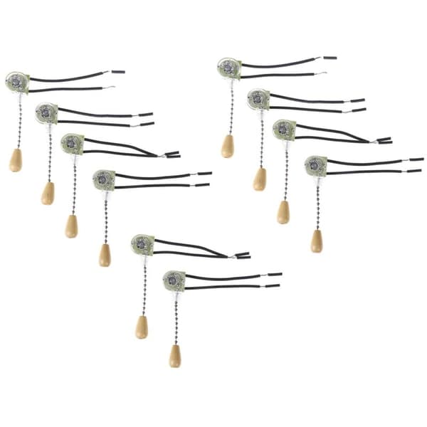 10 stk. væglampe trækafbryder loftventilator lampe loftventilator væglampe erstatning lynlås ledningsafbryder guld