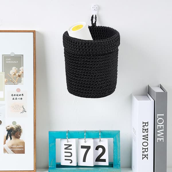 Black Storage Baskets, Natural Woven Organizer, Handmade, Foldable, Eco-Friendly Home Decor