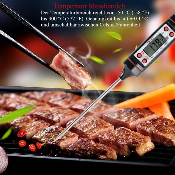 2 stk Kjøkkentermometer Universal Husholdningstermometer Kjøtttermometer, Lesbart 50°C - 300°C, °C / °F Byttbart